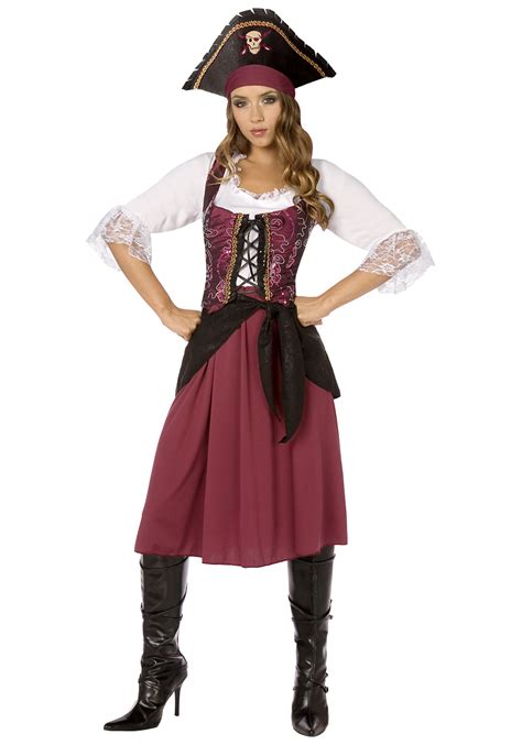 Burgundy Pirate Wench Costume For Women