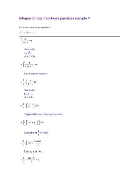 Integración Por Fracciones Parciales Ejemplo 3 Ecuaciones Fracción