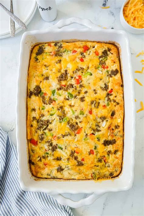 Easy Bisquick Breakfast Casserole With Sausage Get On My Plate