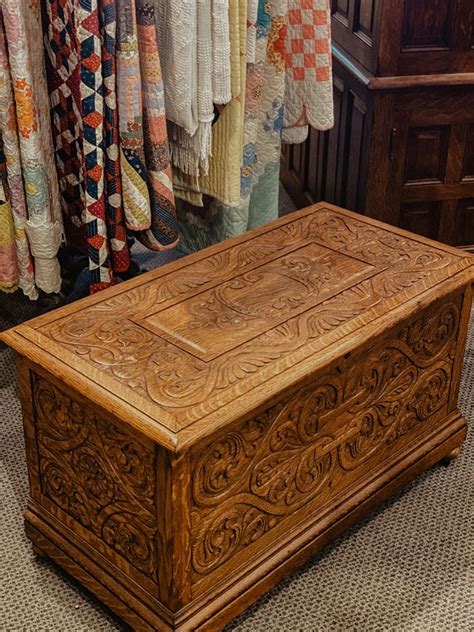 Bargain Johns Antiques Antique Oak Blanket Chest Highly Carved