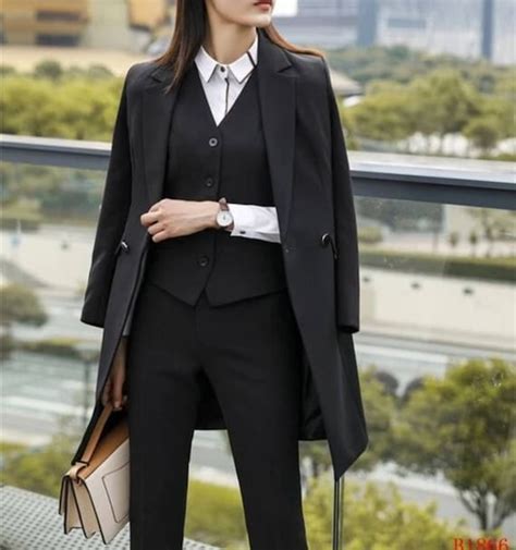 Black Suit For Womenthree Piece Suittopwomens Suitwomens Etsy