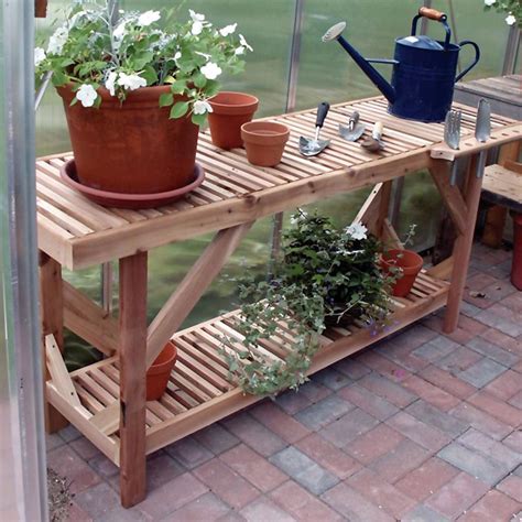 Perfect for those who don't have a lot of space to loose. Cedar Greenhouse Bench | Greenhouse Megastore