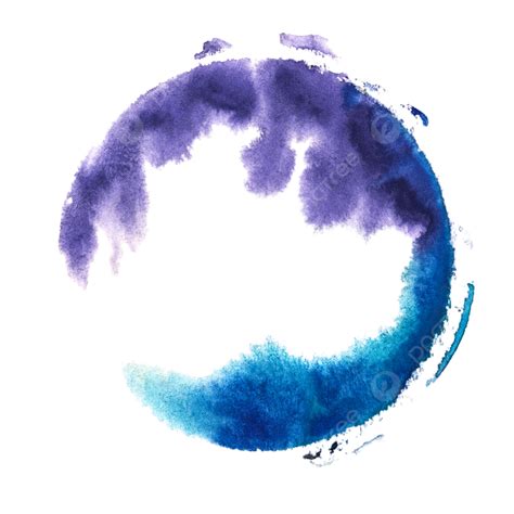 Grunge Handpainted Blue Circle With Colorful Watercolor Circle