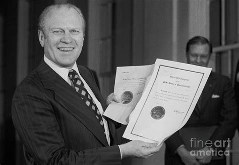 Gerald Ford Displays Vp Commission Photograph By Bettmann Fine Art