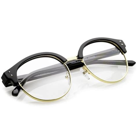 Classic Horn Rimmed Round Clear Lens Half Frame Eyeglasses 50mm Eyeglasses Oval Sunglass Eyewear