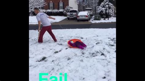Dad Snow Daughter Pulling Fail Youtube