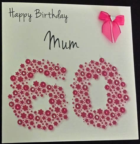 Happy Birthday Card Mum 60th Bright Pink Flowerbed Handmade Card