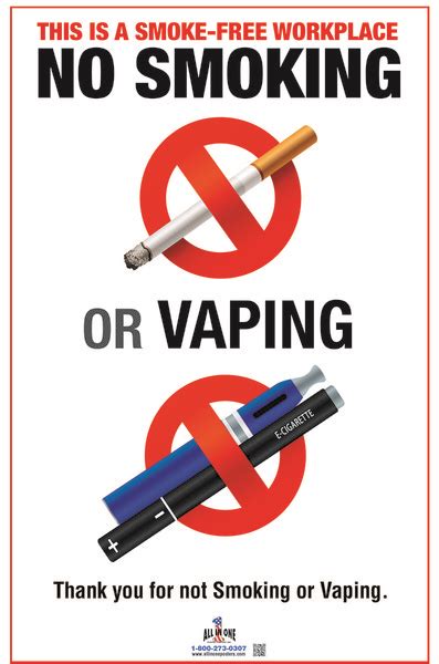 Smoke Free No Vaping Poster Osha Safety Poster For Workplace