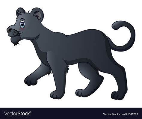 Cute Black Panther Cartoon Royalty Free Vector Image