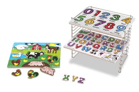 14 98 Melissa And Doug Puzzle Rack With 3 Peg Puzzles Xmas Toys Kids