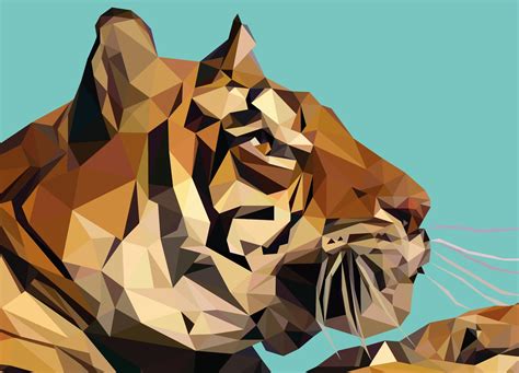 Geometric Tiger Print Low Poly Tiger Head Printable Art Etsy