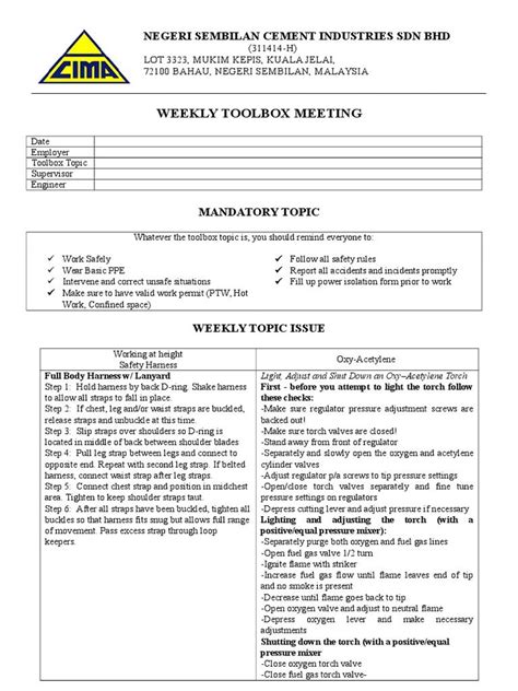 Toolbox Meeting Template Doc Templates Tool Box Meeting