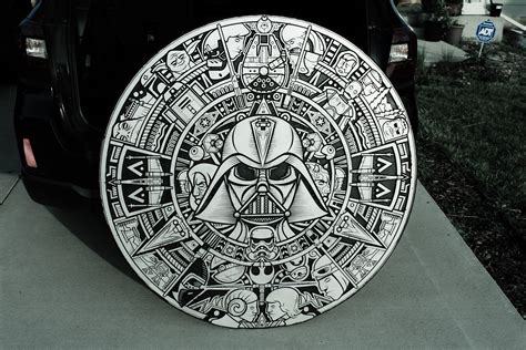 Aztec calendar laser engraved on baltic birch wood. Star Wars Aztec calendar NoPal art | Aztec calendar, Aztec ...