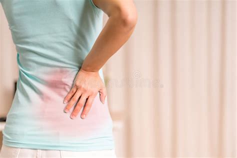 Back Pain At Home Women Suffer From Backache Stock Photo Image Of