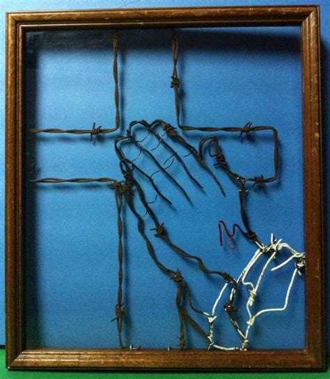 Praying Hands Barbed Wire Art Jesus God Religious Christian