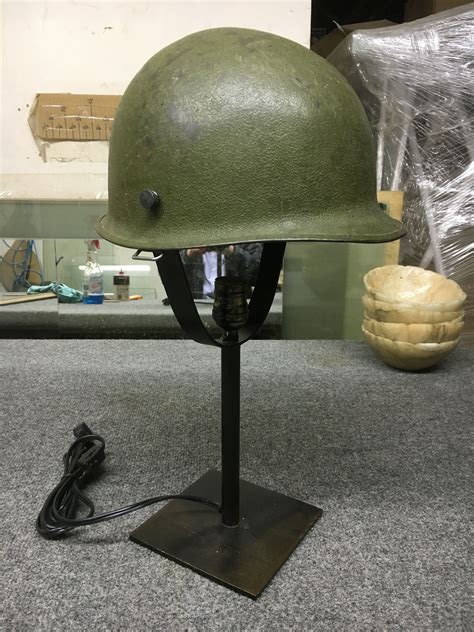 Vintage Combat Helmet Converted Into Table Lamp Vintage Table Lamp