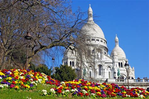 Spring Flowers And Perfect Sunny Day In Montmartre
