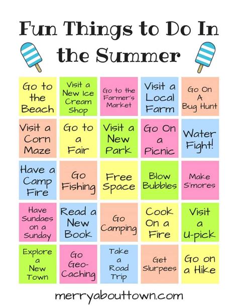 Fun Things To Do In The Summer Printable Merry About Town
