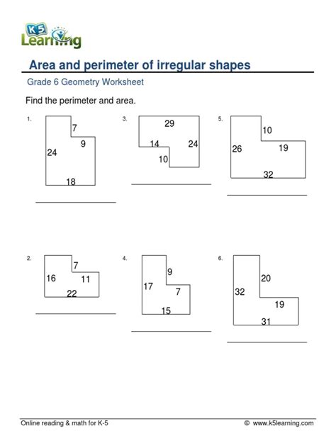 Area And Perimeter Of Irregular Shapes Worksheet