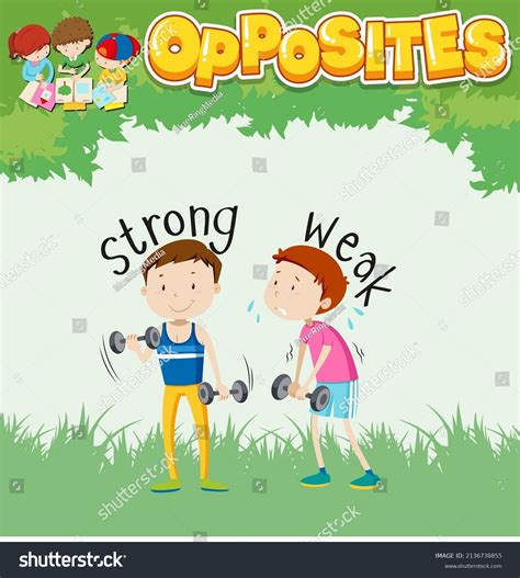 Opposite Words Strong Weak Illustration Stock Vector Royalty Free