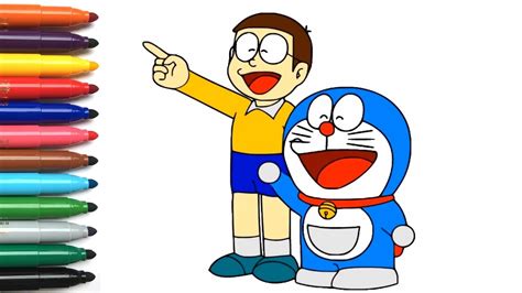 Como Desenhar E Colorir Doraemon E Nobita Aprenda A Desenhar E