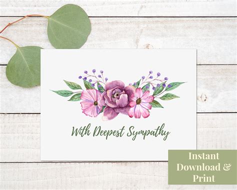 Printable Sympathy Card For Flowers