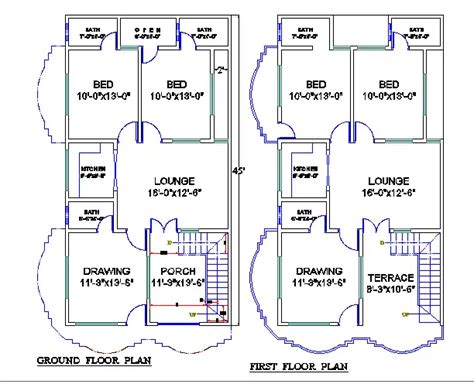 4 Bhk House Plan With Ground Floor And First Floor Small House Plan