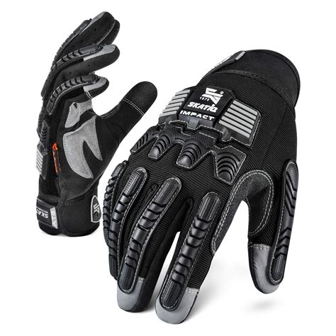 Skatiq Sg 1451 G Lr Blk Black Large Impact Mechanic Gloves Gloves