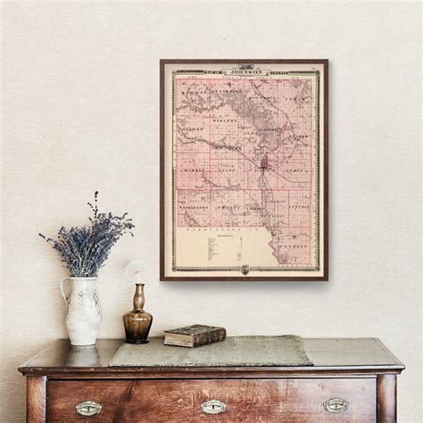 Vintage Map Of Johnson County Iowa 1875 By Teds Vintage Art