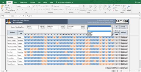 Time Tracking Excel Template — Db