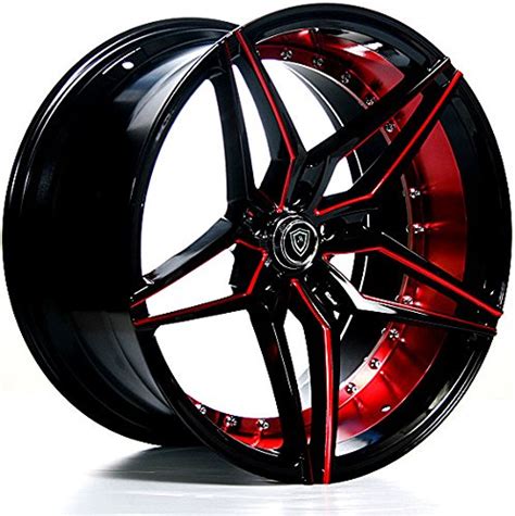 Buy 20 Inch Staggered Rims Black And Red Full Set Of 4 Wheels