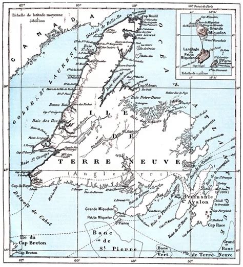 Map Of Saint Pierre And Miquelon Vintage Engraving Stock Photo By