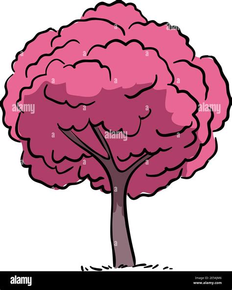 Tree Thin Line Icon Stock Illustration Pink Tree Vector Stock Vector