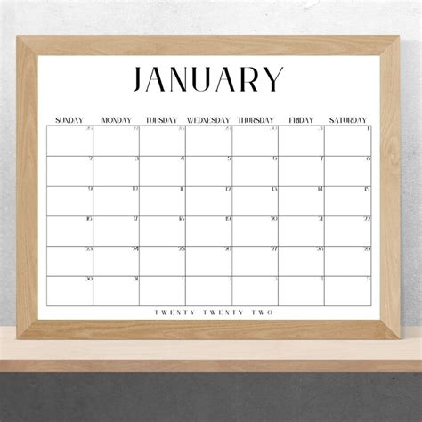 2022 Calendar Organizer Printable Calendar 2022 Large Wall Etsy