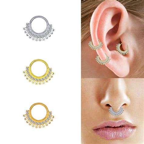 Fashion Womens Septum Jewelry Nose Piercing Rings Aaa Zircon High Quality Cartilage Earrings