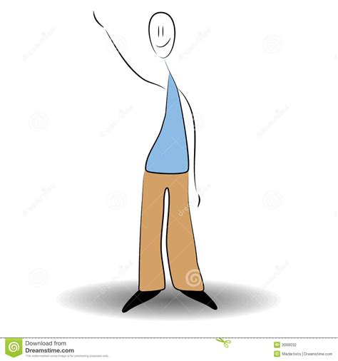 Stick Man Waving And Smiling Stock Photography Image 3068032
