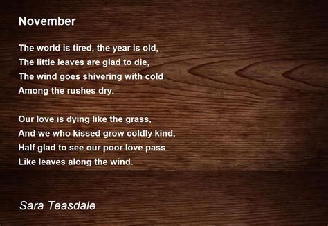 November Poem By Sara Teasdale Poem Hunter