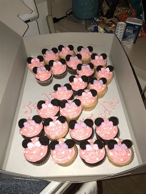 I Made Minnie Mouse Cupcakes For A Little Girls 2nd Birthday Today