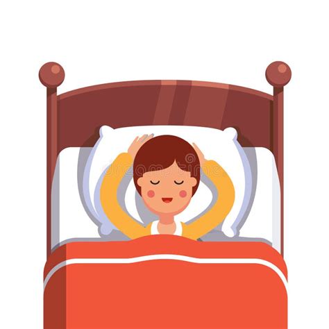 Cartoon Young Man Sleeping In A Bed Cartoon Design Icon Flat Vector