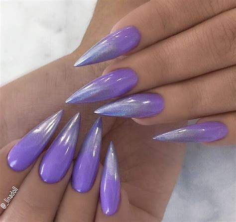 Pale Purple Holographic Chrome Stiletto Nails Nail Designs Nails Gorgeous Nails