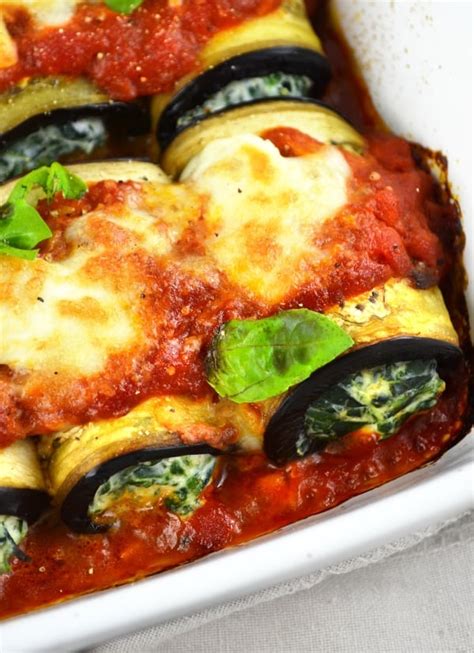 Eggplant Roll Ups With Spinach And Ricotta Inside The Rustic Kitchen