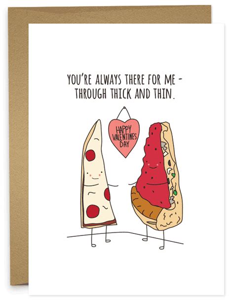 Thick And Thin Valentine Funny Pizza Valentines Day Card Pizza