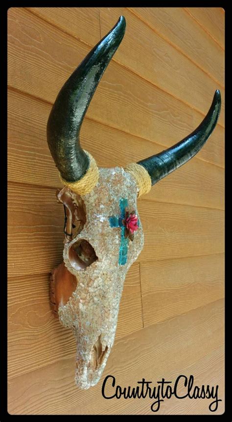 Bronze Decorated Cow Skull Glass Decorated Cow Skull Western Etsy In