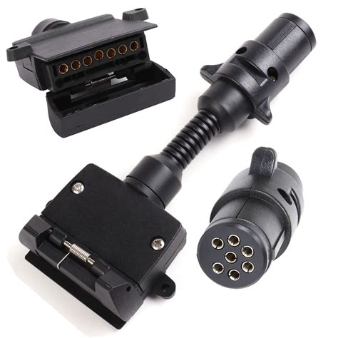 Trailer Connectors 7pin Flat Caravan Socket To 7 Pin Small Round Trailer Plug 12v Adapter For