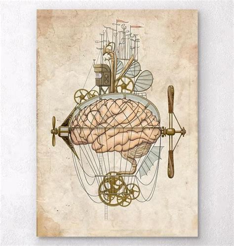 Steampunk Brain Art Print Codex Anatomicus Brain Drawing Brain Art