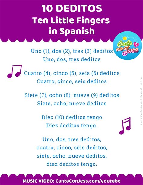 Ten Little Fingers Song In Spanish Video And Lyrics Canta Con Jess