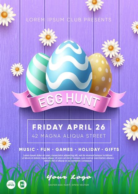 Easter Egg Hunt Party Flyer Vorlage Premium Vektor