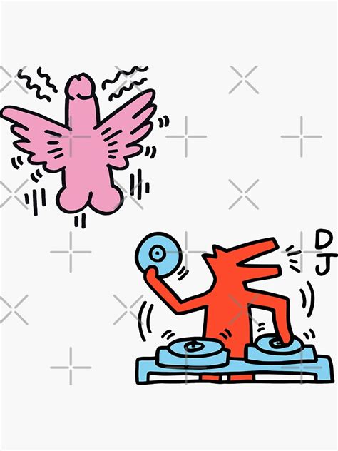 Pegatina Historia Del Arte Keith Haring Pegatina Flying Dick Penis Dj Dance De Fernanozelart