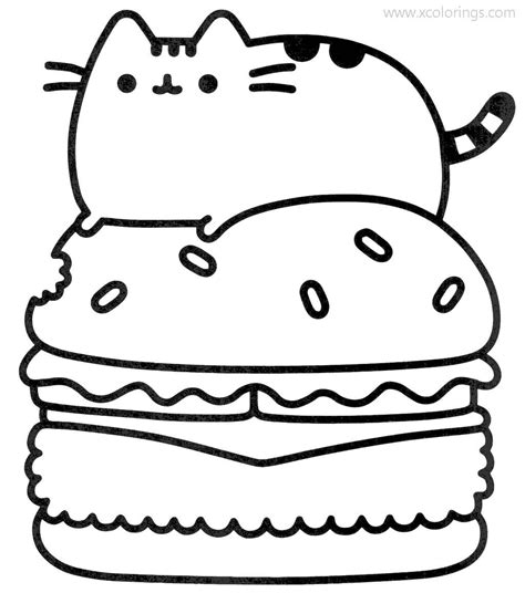 Pusheen Cat On Hamburger Coloring Pages XColorings Cat Coloring Book Pusheen Coloring