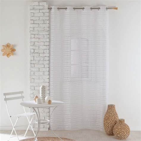 Riane Striped Voile Curtain Panel With Eyelets White Tonys Textiles